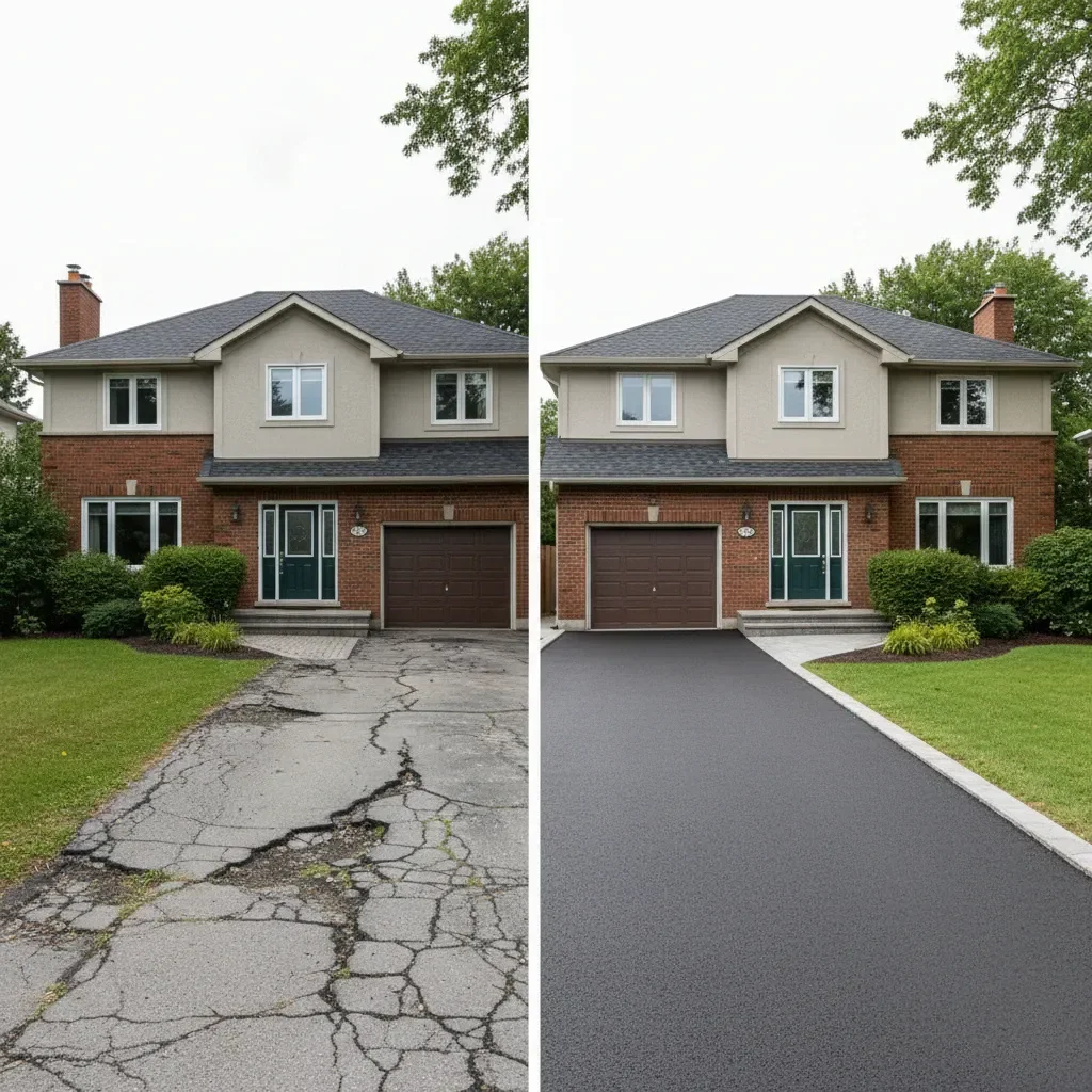 Paving contractor transformation - before and after by Urban Landscaping Laval in Laval